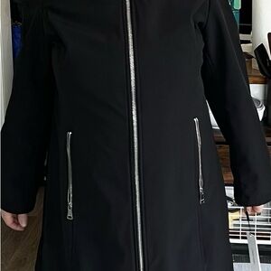 Calvin Klein Black Trench Coat with Silver Zippers